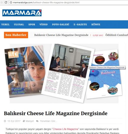 Balıkesir cheese life magazinede